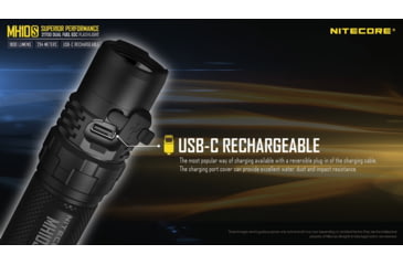 Image of Nitecore MH10S 1800 Lumen USB-C Rechargeable Flashlight, Black, 6952506406470