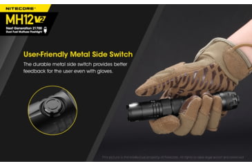Image of Nitecore MH12 v2 1200 Lumen USB-C Rechargeable Flashlight with 5000mAh Battery, Black, 6952506405985