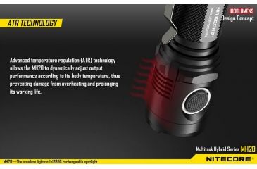Image of Nitecore MH20 Rechargeable CREE XM-L2 U2 LED Flashlight,1000 Lumens, Black NITECORE-MH20