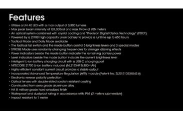 Image of Nitecore MH25 Pro UHi40 LED Rechargeable Flashlight, 3300 Lumens, Black, FL-NITE-MH25PRO