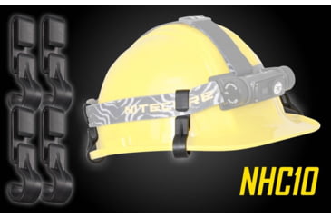 Image of Nitecore NHC10 Helmet/Hard Hat Clips for Headlamps, 4 Per Pack, Black, 6952506492428