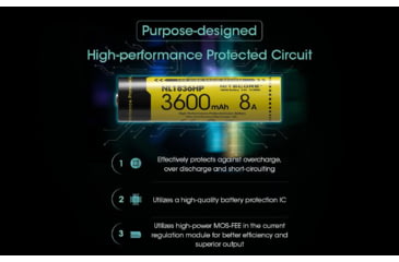Image of Nitecore NL1836HP 3600mAh Rechargeable 18650 Battery, Yellow, BAT-NITE-18650-NL1836HP