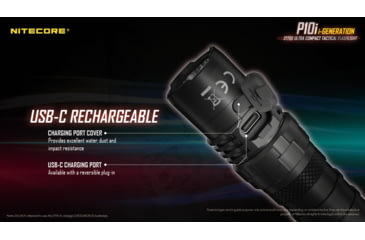 Image of Nitecore P10i 1800 Lumen USB-C Rechargeable Flashlight, Black, 6952506406500