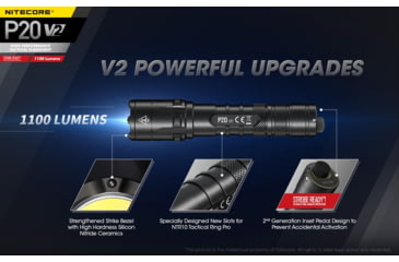 Image of Nitecore P20 V2 1100 Lumen LED Flashlight, Black, 6952506405930