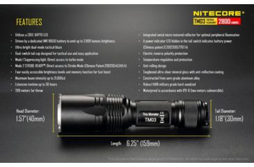 Image of Nitecore TM03 Tiny Monster Flashlight CREE XHP70 LED 2800 Lumens, Black NITECORE-TM03