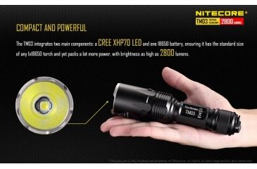 Image of Nitecore TM03 Tiny Monster Flashlight CREE XHP70 LED 2800 Lumens, Black NITECORE-TM03