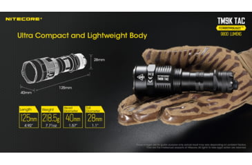 Image of Nitecore TM9K TAC 9800 Lumen USB-C Rechargeable Flashlight, Black, 6952506406746