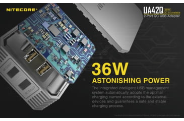 Image of Nitecore UA42Q 2-Port Quick Charge USB 2.0 &amp; 3.0 Adapter, Silver, 6952506493067