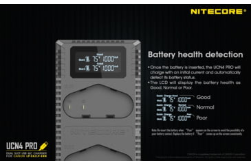 Image of Nitecore UCN4 PRO Dual-Slot USB QuickCharge 2.0 Charger for Canon LP-E4 &amp; LP-E4N Camera Batteries, Black, 6952506493050