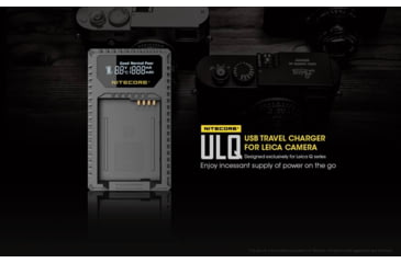 Image of Nitecore ULQ Leica Digital USB Battery Charger for BP-DC12 Camera Batteries, Black, 6952506491827