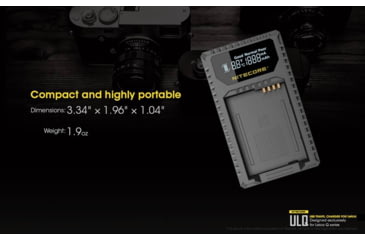 Image of Nitecore ULQ Leica Digital USB Battery Charger for BP-DC12 Camera Batteries, Black, 6952506491827