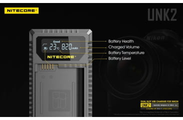 Image of Nitecore UNK2 Dual Port USB Digital Charger for Nikon Batteries EN-EL15, Black, 6952506492671
