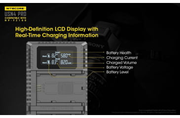 Image of Nitecore USN4 Pro Digital QuickCharge 2.0 USB Battery Charger for Sony NP-FZ100 Batteries, Black, 6952506492701
