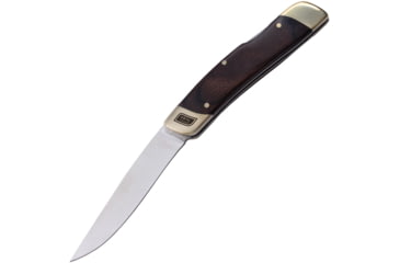 Image of No Box Tools Utility Lockback Brown Folding Knife, 3 satin finish 5Cr15MoV stainless blade, Brown wood handle, 01-0005