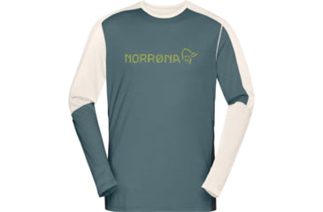 Image of Norrona Falketind Equaliser Merino Round Neck Shirt - Mens, North Atlantic/Snowdrop, Large, 7042698472205