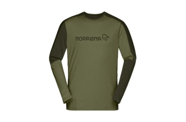 Image of Norrona Falketind Equaliser Merino Round Neck Shirt - Mens, Olive Night/Rosin, Extra Large, 1820-22-3319-XL