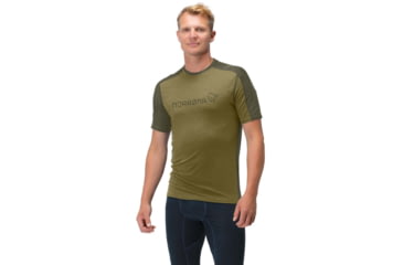 Image of Norrona Falketind Equaliser Merino T-Shirt - Mens, Olive Drab/Olive Night, Extra Large, 1821-22 3908 XL