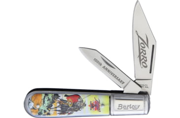 Image of Novelty Cutlery 322 Zorro 100th Anniversary Barlow Folding Knife, Satin SS Large Clip And Small Clip, Zorro 100Th Anniversary Artwork Acrylic Handle, KO026/NV322