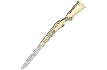Image of Novelty Cutlery Bolt Action Rifle Knife Folding Knife,1.5in,Stainless Steel,Standard Edge,Gold Metal Handle NV279