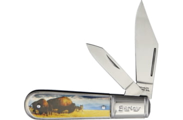 Image of Novelty Cutlery Buffalo Barlow Folding Knife, Satin SS Clip And Pen Blades, Acrylic Handle, Buffalo Handle Artwork, K0012B BUFFALO