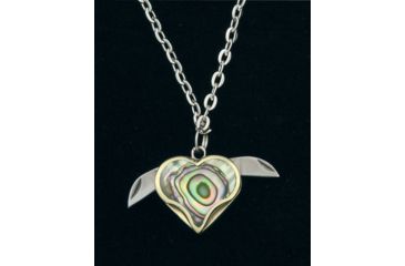 Image of Novelty Cutlery Heart Necklace Folding Knife,Abalone Handle NV224
