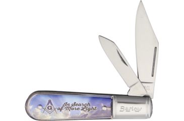 Image of Novelty Cutlery Masonic Barlow Folding Knife,Stainless Steel,Standard Edge,Clip and Pen NV282