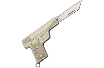 Image of Novelty Cutlery Miniature Pistol Knife Folding Knife,1in,Silver Handle NV270