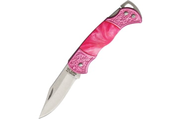 Image of Novelty Cutlery Pink Lockback Folding Knife, Pink, Pink aluminum handle with pink synthetic onlay, NV325
