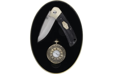 Image of Old Timer 3in Folding Knife &amp; Pocket Watch Combo, 3in, Stainless Steel Satin Blade, Grey Laminate Wood Handle, 1227062