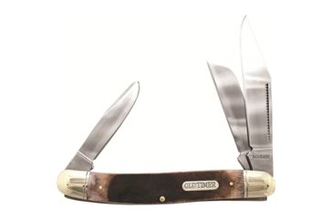 Image of Old Timer Lumberjack Stockman. 9Cr18MoV Mirror Polish Blade, Saw Cut Bone Handle