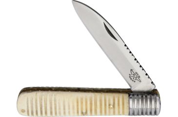 Image of OldForge Barlow Grooved Bone Folding Knife,3.125in,Stainless Steel,Standard Edge,Wharncliffe,White,Bone Handle OF016