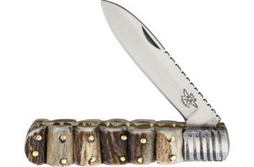 Image of OldForge Barlow Stacked Stag Folding Knife,3.125in,Stainless Steel,Standard Edge,Stacked Handle OF007