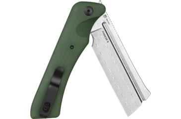 Image of Olight Freeze 3 Dam LE Folding Knife, 4.88in Closed, 3.88in Damascus Steel Cleaver Style Blade, OD Green G10 Handle, FREEZEE3DODG