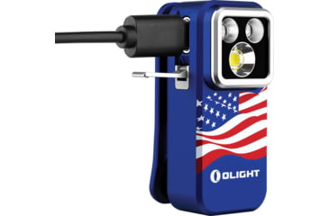 Image of Olight Oclip Pro S 600 Lumen LED Rechargeable Clip-On Flashlight with UV and RGB Light, Stars and Stripes, OCLIPPROS-SS