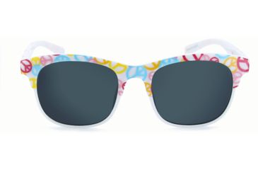 Image of One Meercat Sunglasses - Kids, Shiny White w/ Peace Signs, 21911