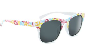 Image of One Meercat Sunglasses - Kids, Shiny White w/ Peace Signs, 21911
