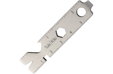 Image of Onehundred Kiki Tool with Tiium Construction, Titanium, 1.4 Oz, Measures 2.5in X 0.5in X 0.12in, Large And Small Pry Bar, Hex Driver, Spoke Wrench, Metric And Standard Rulers, 100.07.02.03 KIKI TI