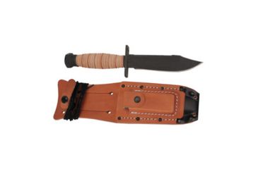 Image of Ontario Knife 499 Survival Knive w/ Sheath, 5in 1095 Carbon Steel Blade, Brown Handle, 6150