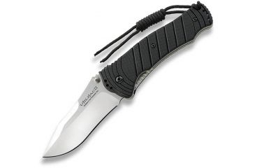 Image of Ontario Knife JPT-3S Folding Knife, Drop Point, Black, Square Hole, Satin, Plain OK8908