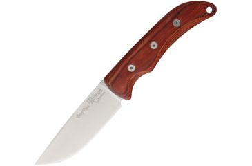Image of Ontario Knife Robeson Drop Point Hunter Fixed Blade Knife, 4.25in, D2 Tool Steel, Standard Edge, Satin, Brown, Laminated Hardwood Handle ON8174