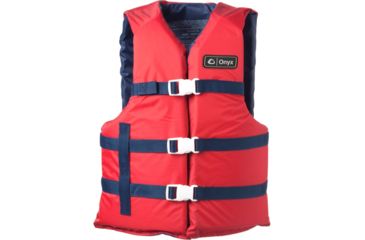 Image of ONYX Universal General Purpose Life Vest, L,3XL Size for Adult, Nylon, Foam, Red, Navy, 103000-100-005-12