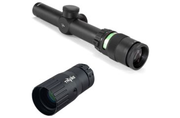 Image of Trijicon AccuPoint TR-24 1-4x24mm Rifle Scope, 30 mm Tube, SFP, Black, Green German #4 Crosshair w/ Dot Reticle, MOA Adjustment, w/ TRYBE Optics Enhancer, TR24-3G-KIT1