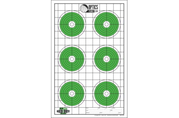 Image of OpticsPlanet Exclusive EZ2C Targets Red Dot Optics Style 6, Green and Black Ink on High Quality White Paper, 25 Pack, EZ2CRD06