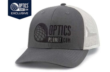 Image of OpticsPlanet Trucker Hat Embroidered Logo, Charcoal/Grey, OPLChar/Gr-Ch/Gr
