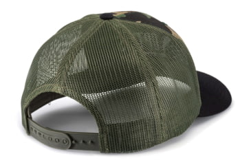 Image of OpticsPlanet Trucker Hat Embroidered Logo, Green Camo/Loden/Black, OPLGr Ca/Lon/Bck-Gr Ca/Bl