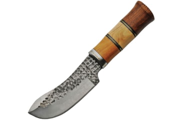 Image of Pakistan 10.13In Fixed Blade Knife, 10.13in Overall, 5.25in Hammered Finish Carbon Steel Blade, Rosewood Handle, SS Bolster, Brown Leather Belt Sheath, 203365