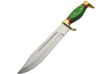 Image of Pakistan Evergreen Bowie Fixed Blade Knife, 10.5in, Stainless Steel, Standard Edge, Red, Pakkawood Handle PA3350