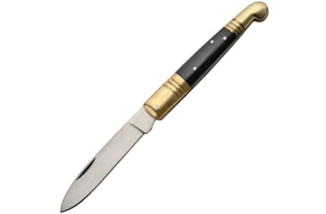 Image of Pakistan Old Fashion Pocket Knife, Old Fashion Knife, 4.63in Closed, 3.75in Satin SS Spear Blade, Black Smooth Wood Handle, Brass Bolster, Black, 202884-BK