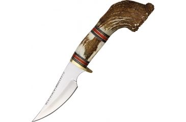 Image of Pakistan Stag Crown Hunter Fixed Blade Knife,4.625in,Stainless Blade,Stag Handle PA7981