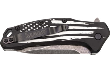 Image of Paladin Kershaw Link 3.25in Assisted Opening Folding Knife - Army Engraving, 3.25in, Stainless Steel, Drop Point, Black, PE-KER-8510-ARM